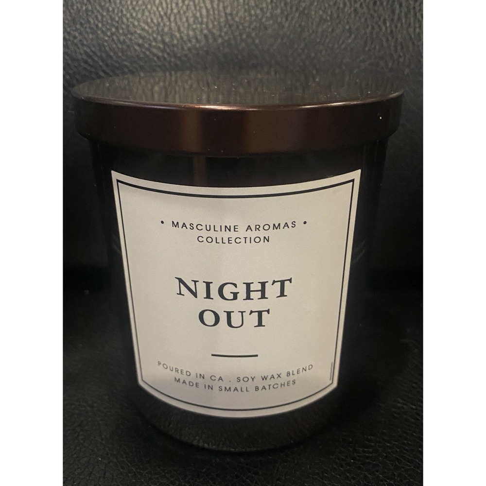 LEOBEN CO Night Out Candle 9oz Rare Discontinued Saffron & Amberwood BR540 Scent